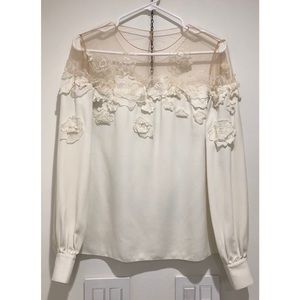 Oscar de la Renta floral appliqué blouse